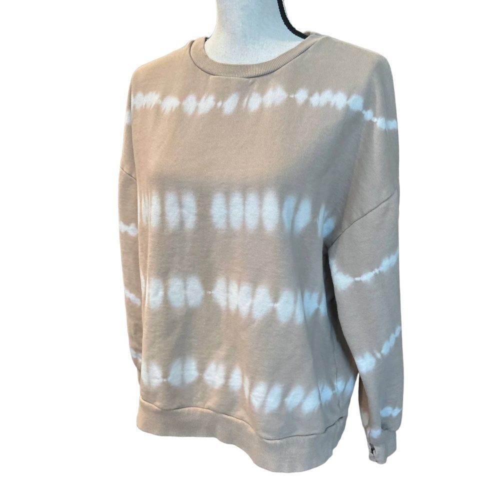 Seed HeritageโWomens Sweatshirt Beige White Tie Dye Crew Neck Pullover L